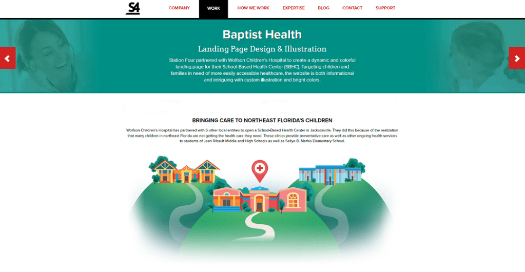 Copywriting services provided for Station Four Baptist Health portfolio page.